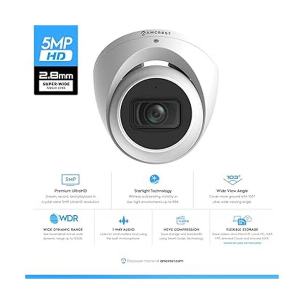 Amcrest UltraHD Cámara PoE de seguridad IP de 5 MP para_2