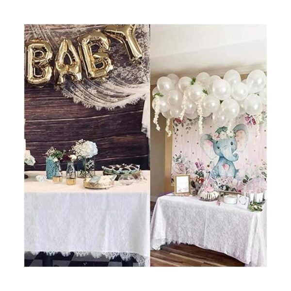 Mantel de encaje blanco de 60 x 120 pulgadas para