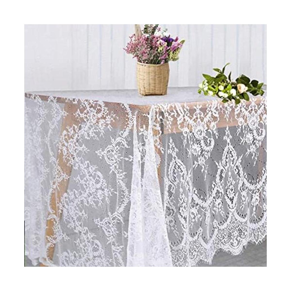 Mantel de encaje blanco de 60 x 120 pulgadas para