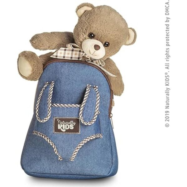 Mochila de tela vaquera con oso para niños y niñas_5