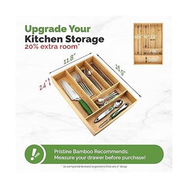 PRISTINE BAMBOO Organizador de bandeja de cubiertos_2