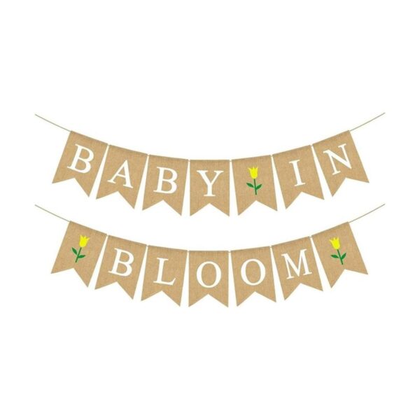 Rainlemon Bandera de yute para bebé en flor con tema de_1