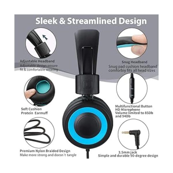 POWMEE M3 Auriculares para niños con micrófono ligeros_2