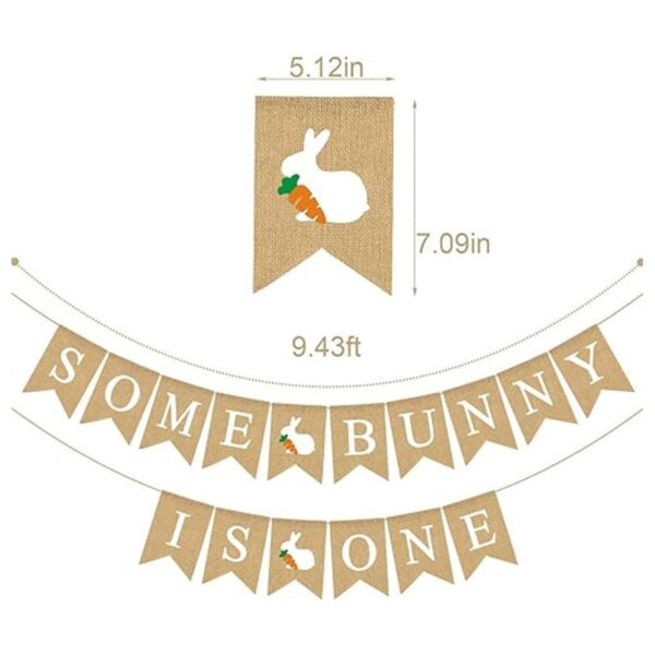 Rainlemon Yute Burlap Some Bunny is One Banner Primavera_2
