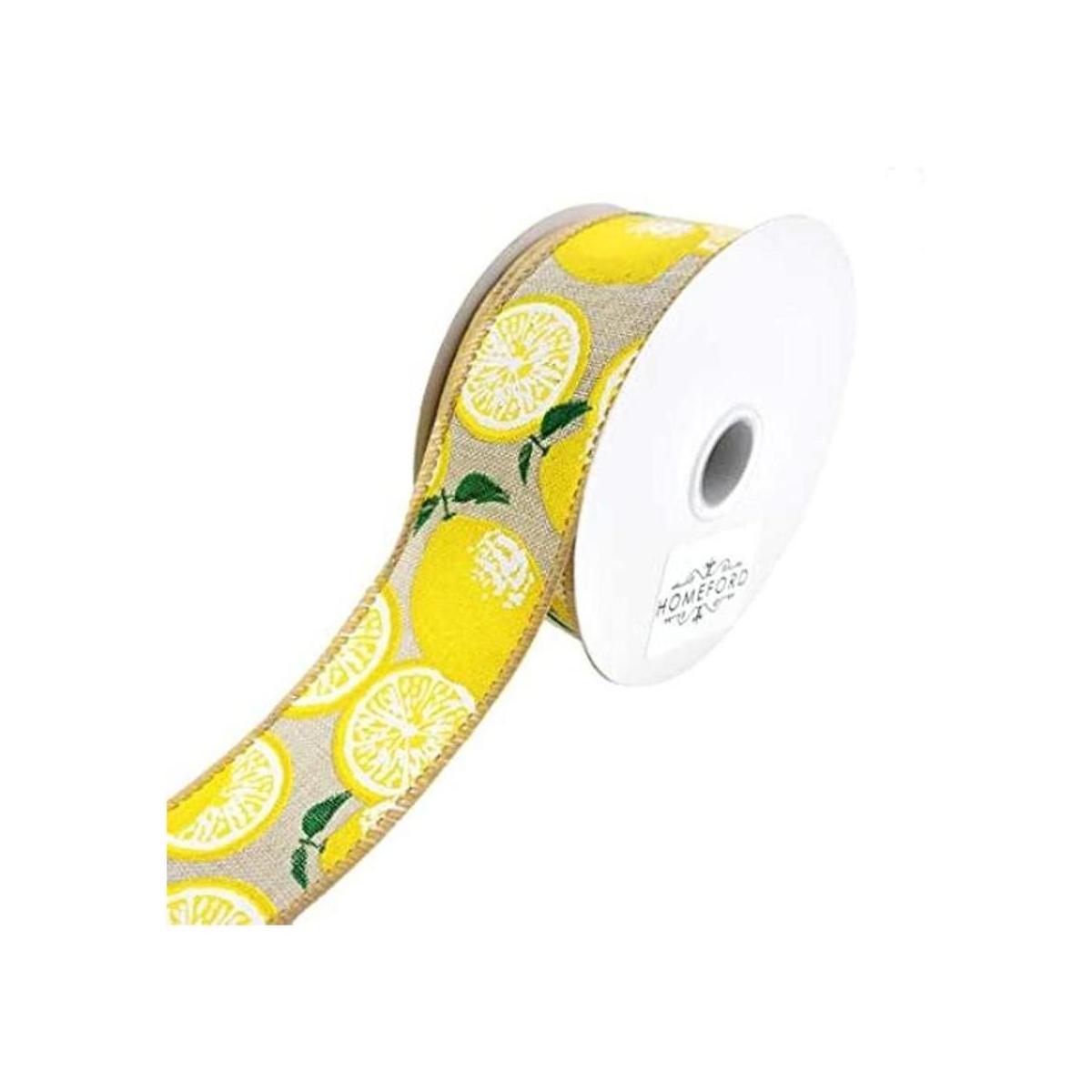 Homeford Rollo de cinta de lino con alambre de limón 1.5