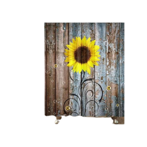 Cortina de ducha rústica de granja diseño de girasol_1