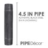 Pipe Décor Paquete de 4 tubos industriales negros de 34x
