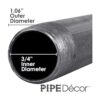 Pipe Décor Paquete de 4 tubos industriales negros de 34x