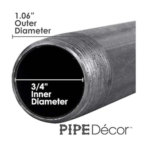 Pipe Décor Paquete de 4 tubos industriales negros de 34x