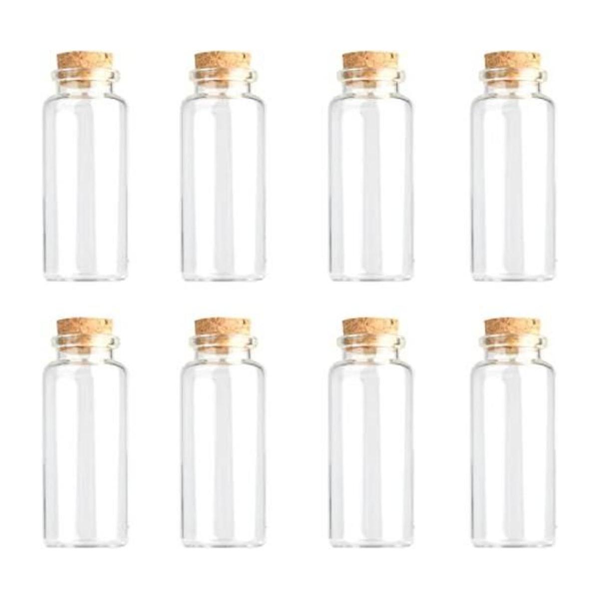 JIUYUE 55 botellas pequeñas de corcho de vidrio de 1.0 fl