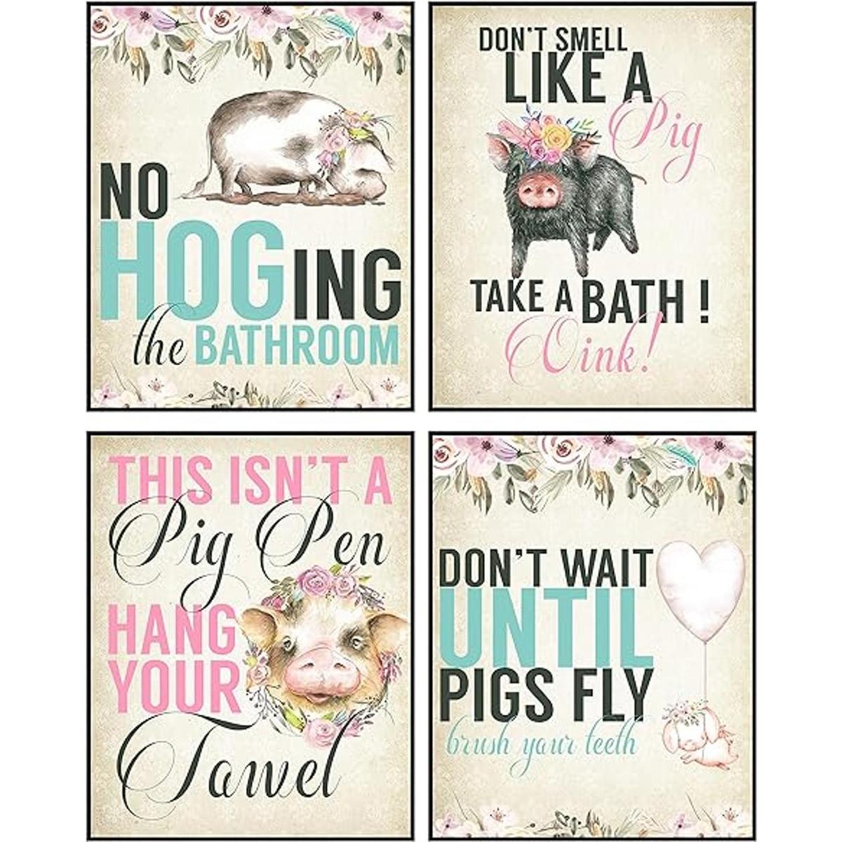 Hogs Pig Piggy Art Print Acuarela Diseño Decoración de