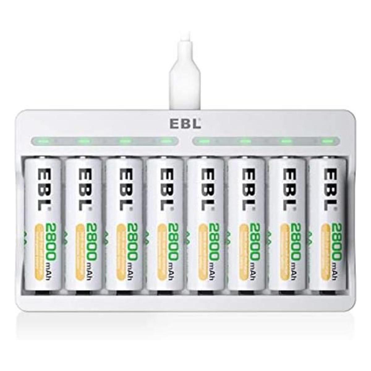 EBL Baterías AA recargables de 2800 mAh paquete de 8 y 8