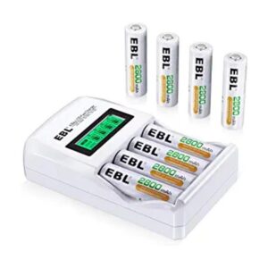 EBL Baterías AA recargables con cargador de batería LCD_1