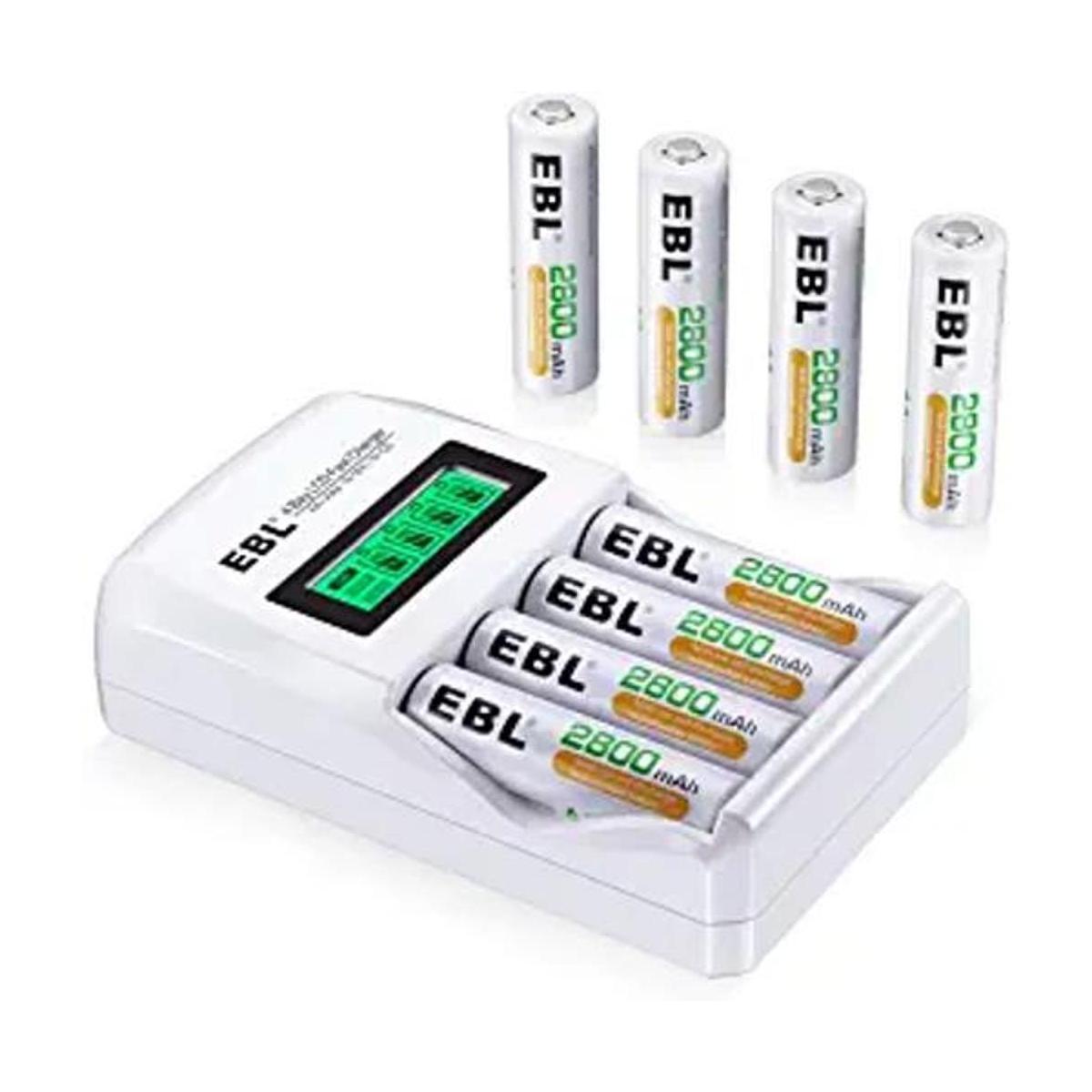 EBL Baterías AA recargables con cargador de batería LCD