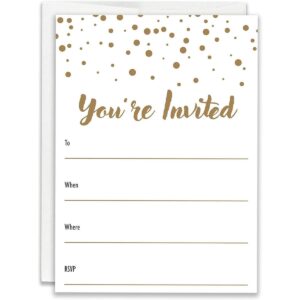 Brillantes invitaciones de fiesta con lunares dorados_1