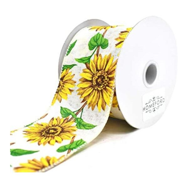 Homeford Sunflowers Cinta de alambre de lino fauxlino 2.5_1
