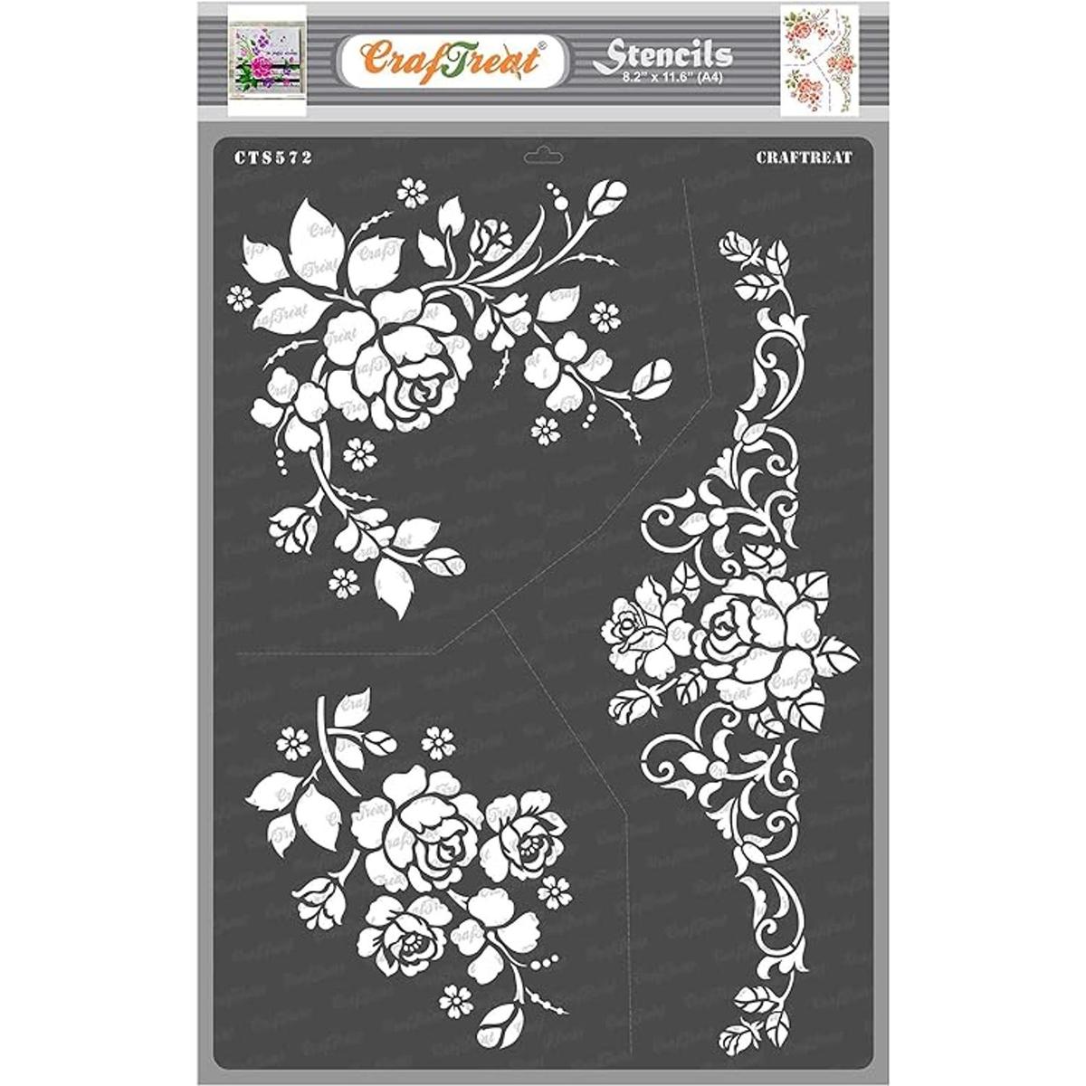 CrafTreat Plantillas de rosas para pintar sobre madera