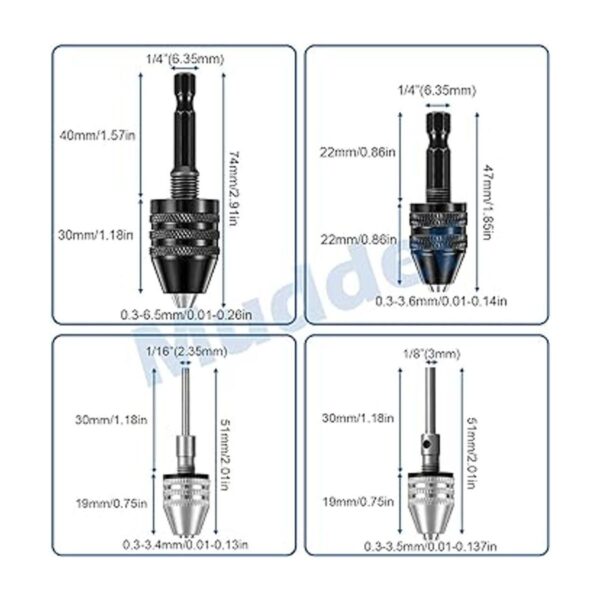4 pedazos de taladro sin llave 14 18 116 pulgadas