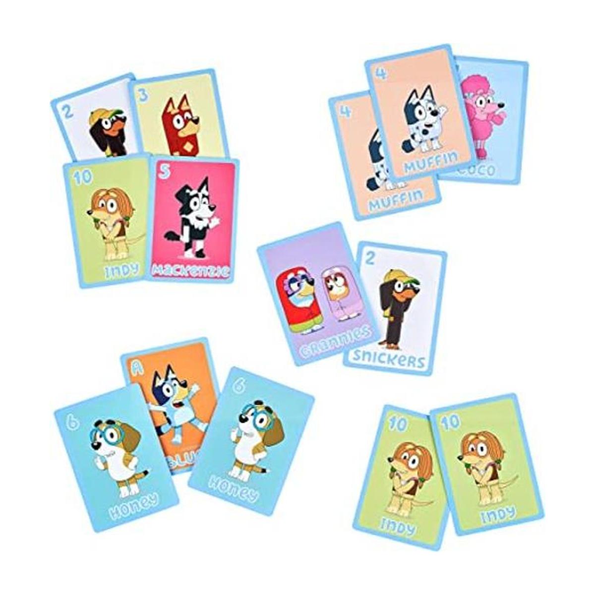 El juego de cartas 5 en 1 de Bluey incluye 53 cartas