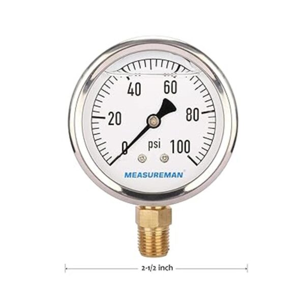 MEASUREMAN Medidor de presión con esfera de 2.5 pulgadas_2