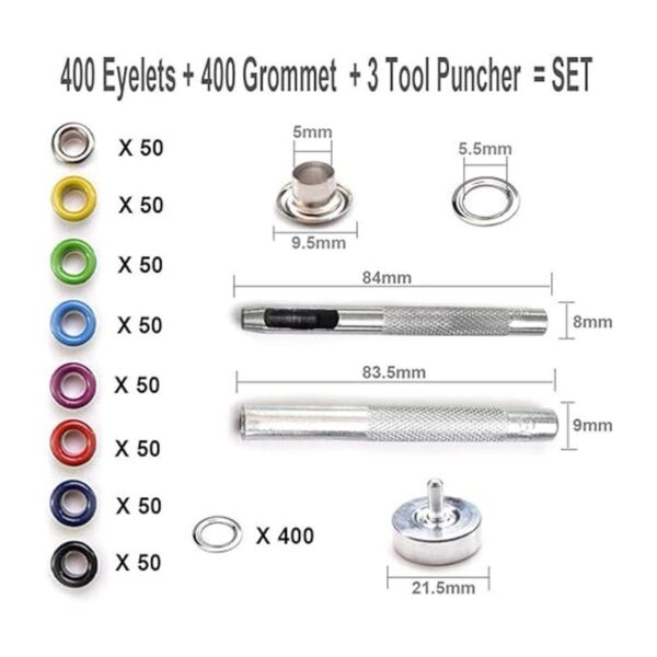 CooBigo Juego de 400 ojales de metal de 316 pulgadas kit_2