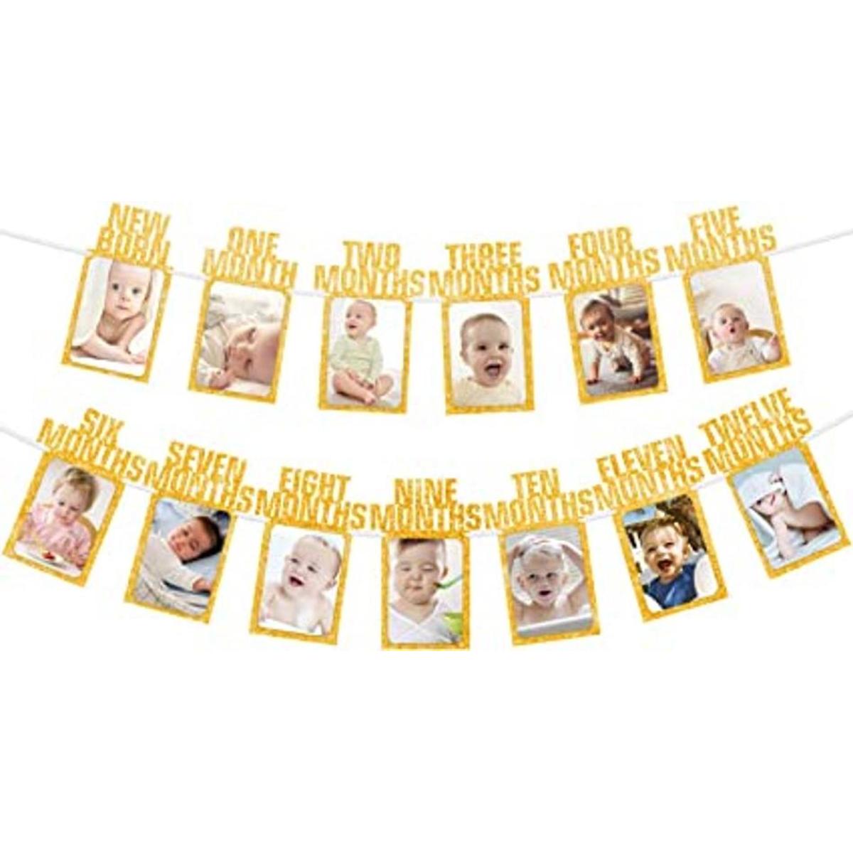 LINGPAR Banner de fotos de primer cumpleaños para bebé