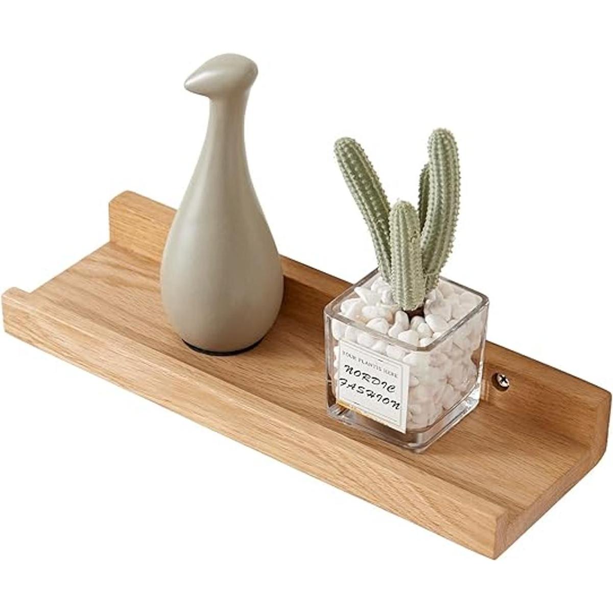 HOMWOO Estantes flotantes de madera natural de nogal