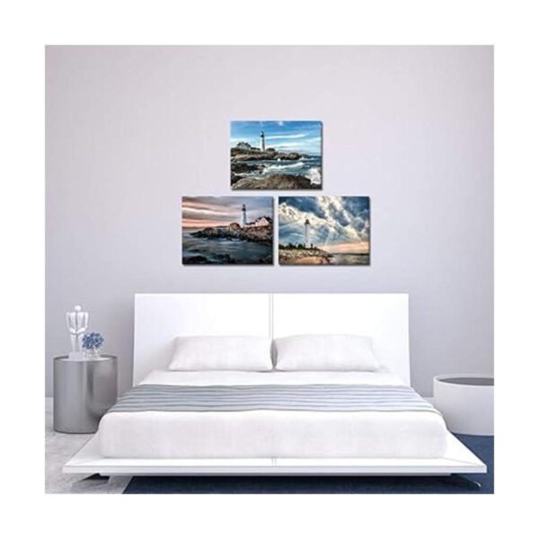Homeoart Lienzo con diseño de faro paisaje oceánico_3
