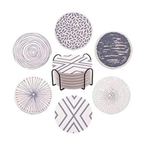 Juego de 6 posavasos para bebidas absorbentes con soporte