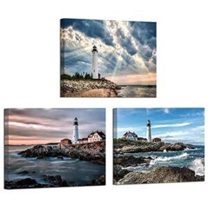 Homeoart Lienzo con diseño de faro paisaje oceánico_1