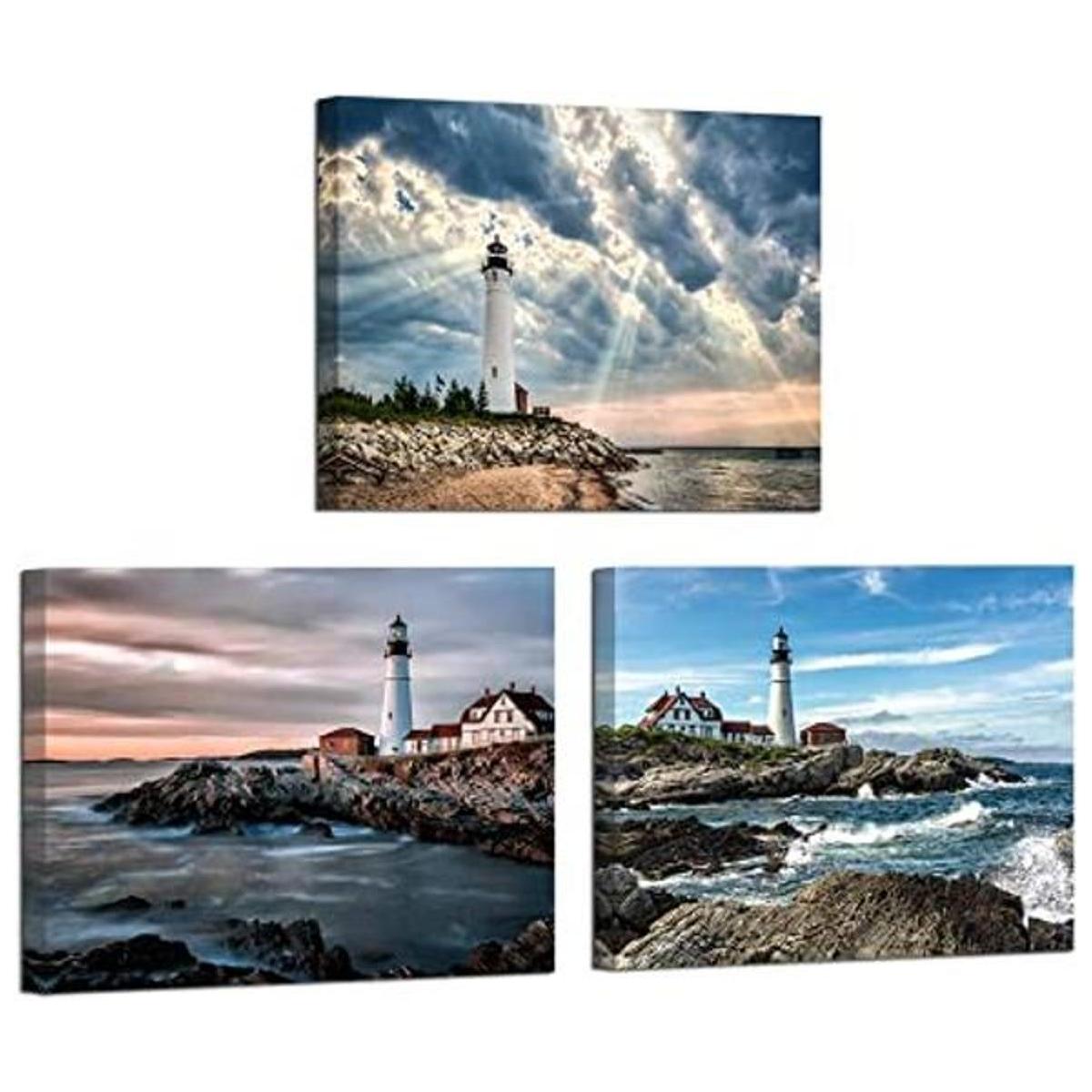 Homeoart Lienzo con diseño de faro paisaje oceánico