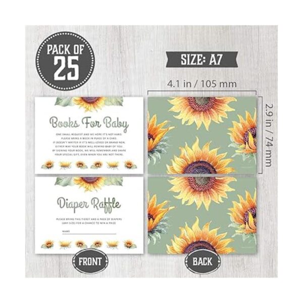 Juego de 25 invitaciones de girasol para baby shower_3