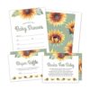 Juego de 25 invitaciones de girasol para baby shower_1