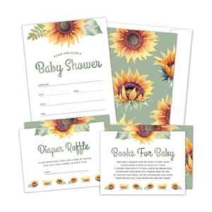 Juego de 25 invitaciones de girasol para baby shower_1