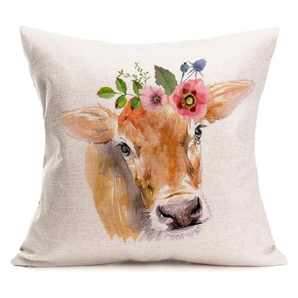 Royalours Fundas de almohada de vaca 18.0 x 18.0 in