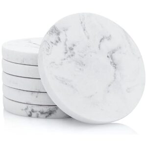 Essentra Home Juego de 6 posavasos de mármol blanco para_1