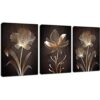 Arte abstracto de pared con flores marrones lienzo_1