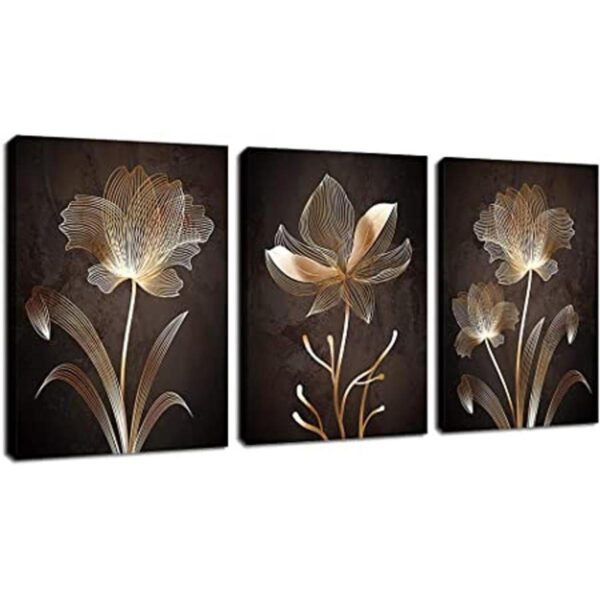 Arte abstracto de pared con flores marrones lienzo_1