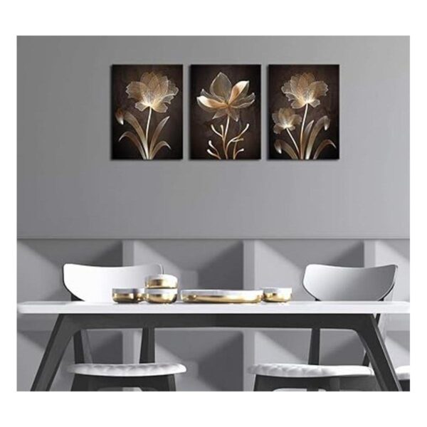Arte abstracto de pared con flores marrones lienzo_2