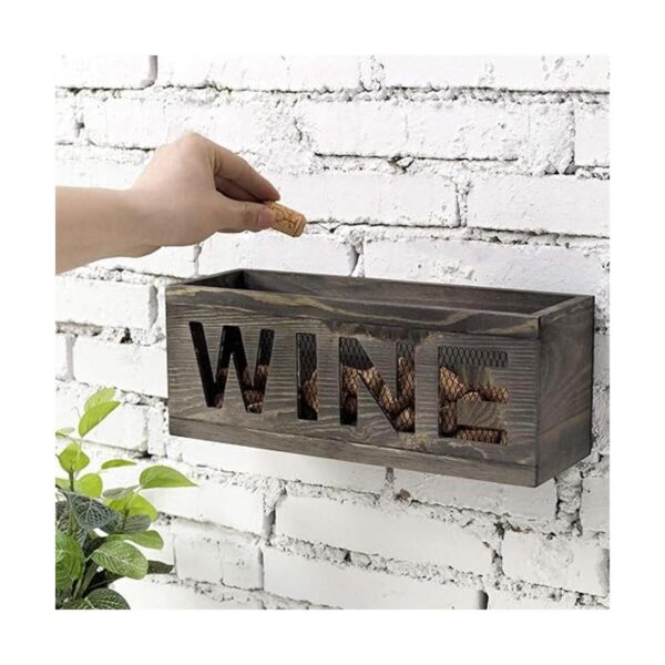 MyGift Cesta de madera y metal para colgar en la pared