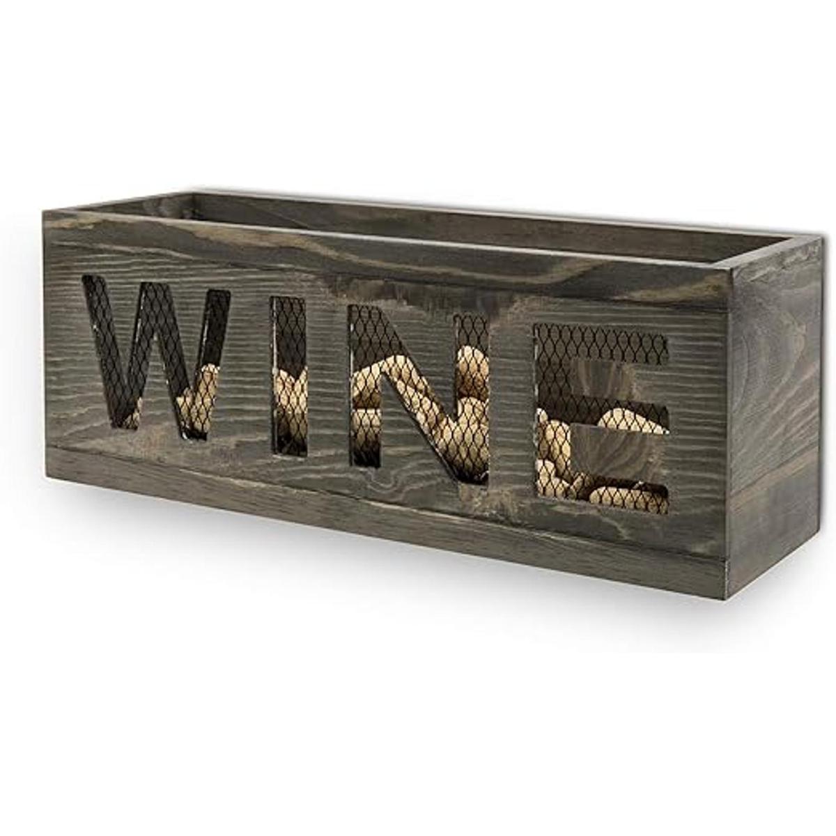 MyGift Cesta de madera y metal para colgar en la pared