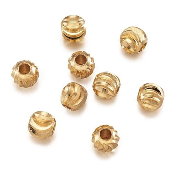 Craftdady 100 cuentas redondas chapadas en oro de 18_2