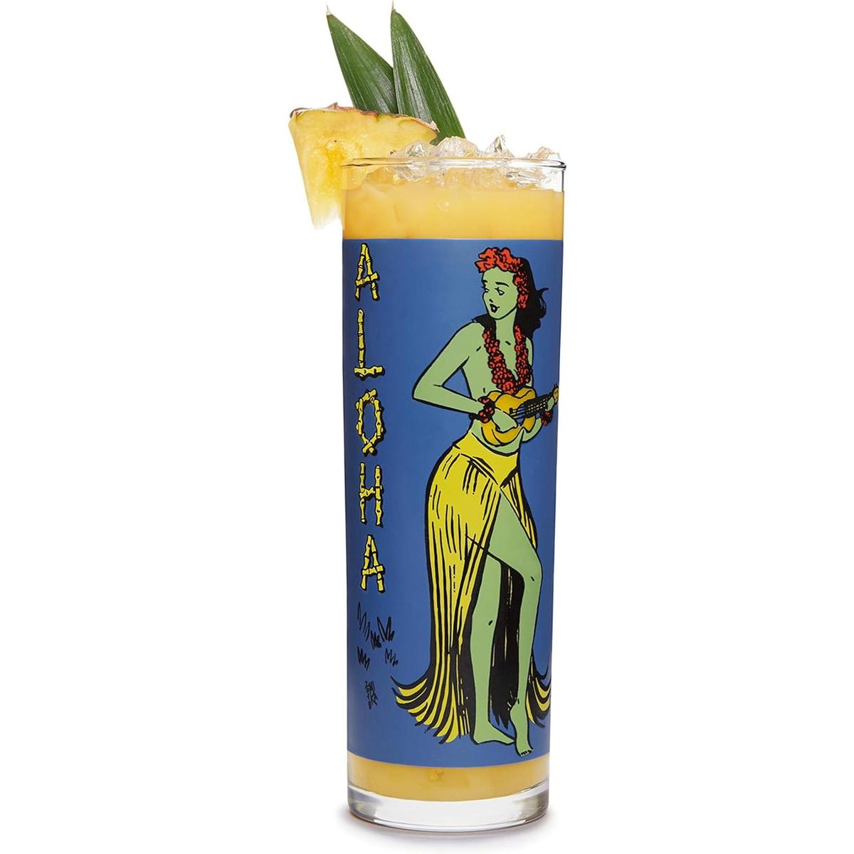 Libbey Tiki Kahiko Vaso zombi azul 13.5 onzas juego de 4