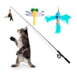 Pawaboo Juguete de varita de plumas para gatos paquete de_1