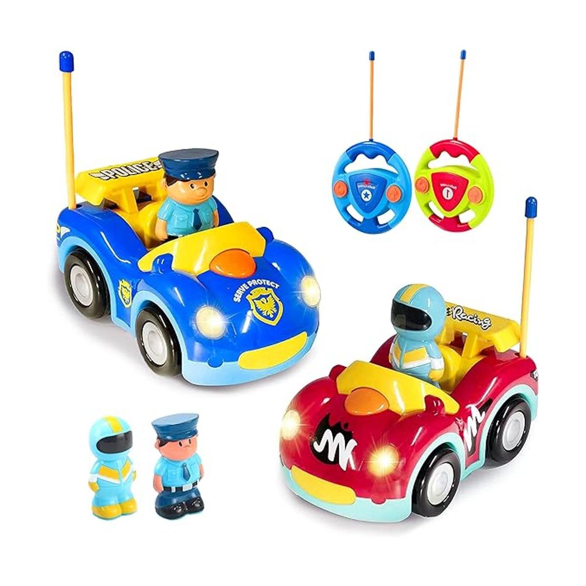 Haktoys Control remoto de dibujos animados de coche de