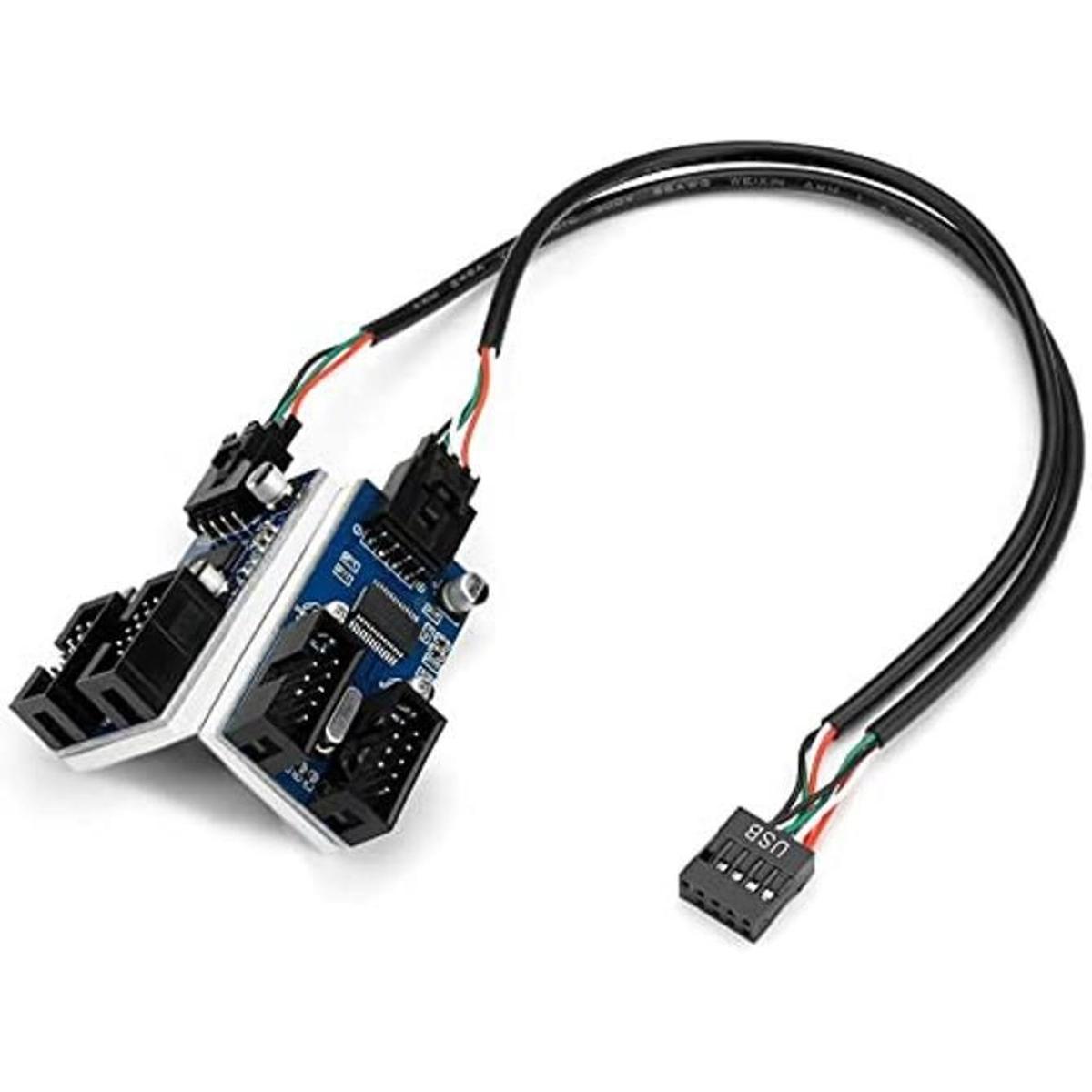 Rocketek Cabezal USB de 9 pines macho de 1 a 4 hembra