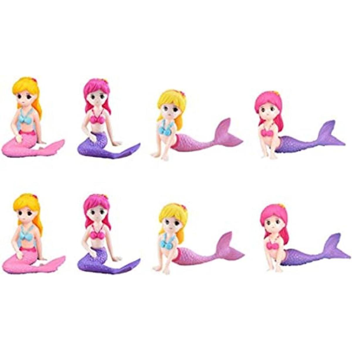 Juego de 8 figuras de sirena en miniatura decoración para