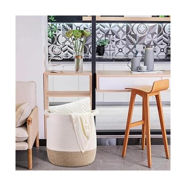 MINTWOOD Design Cesta grande de cuerda de algodón tejida