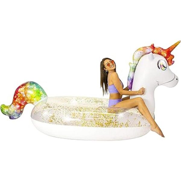 PoolCandy Gigantic Glitter Unicorn Balsa de playa y piscina_2