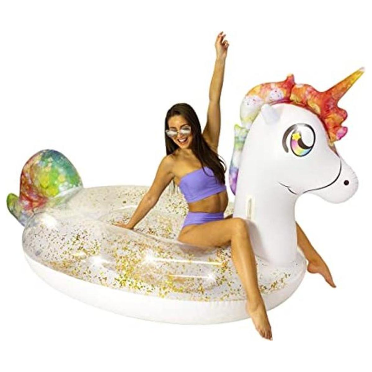 PoolCandy Gigantic Glitter Unicorn Balsa de playa y piscina